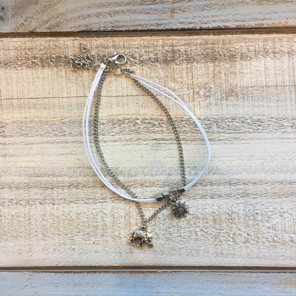 New Boho Silver Elephant Sun Anklet - Picture 3 of 4